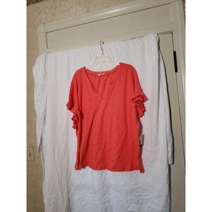 Terra and Sky Women's Plus Size 2X Orange Flutter Sleeve Top  (H9)